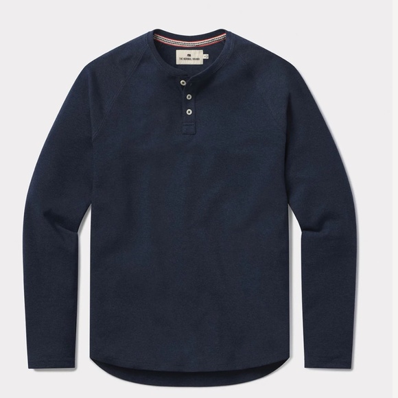 The Normal Brand Puremeso Everyday Henley in Navy - Picture 1 of 3